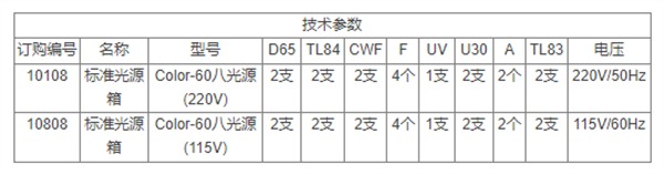 三恩時——八光源標準光源箱技術參數